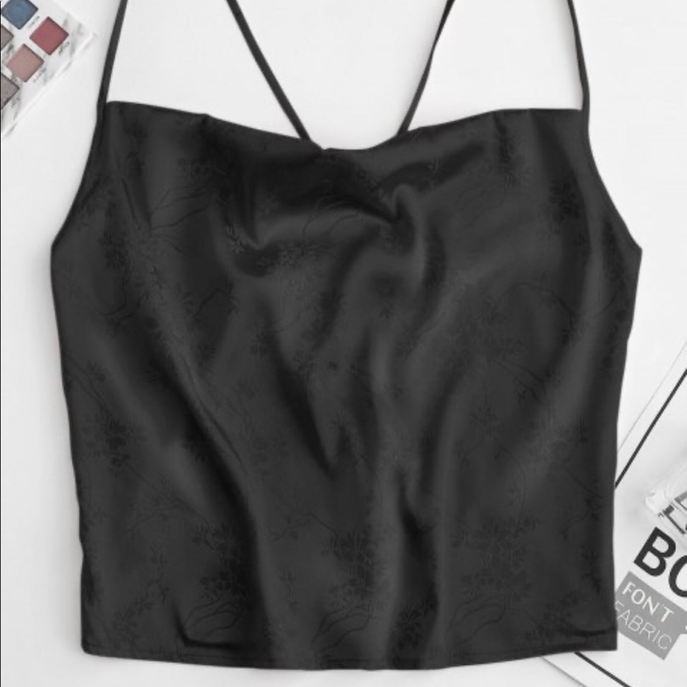 BRAND NEW- Flower Jacquard Crop Camisole